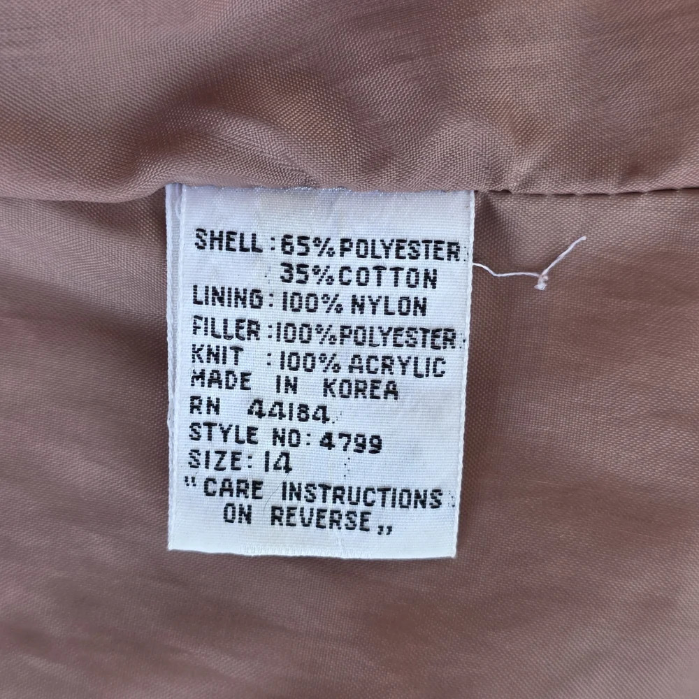 Vintage Reef II Mauve Long Hooded Winter Coat – Made in Korea – Size 14 - Picture 10 of 13